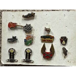 Mixes Lot of 12 Hat/Lapel Pins: AC/DC, Daytona, Ford, Hot Rod, Pennzoil